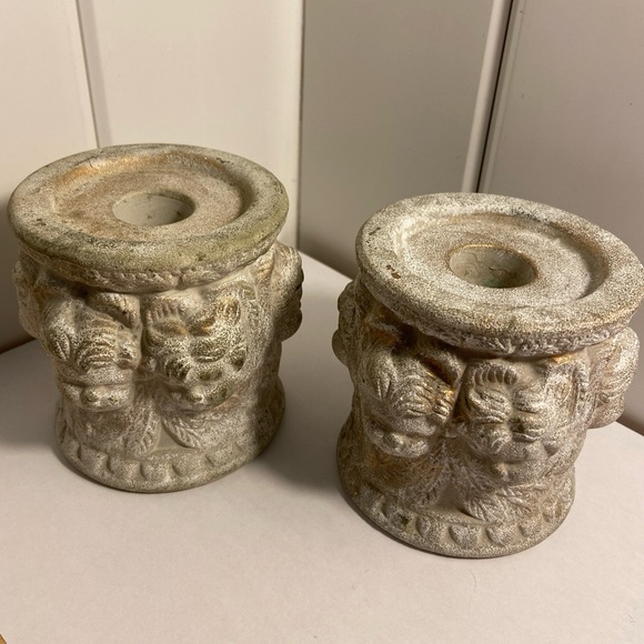 Vintage 3D Cherub face all around Candlestick Holder statue figurine 1980s 90s - Picture 2 of 13